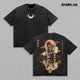 Demon Slayer Akaza Upper Rank III Moon Reflection Anime Graphic Tee Vintage Washed Dark Fantasy Manga Art Heavyweight Cotton Oversized Streetwear Shirt
