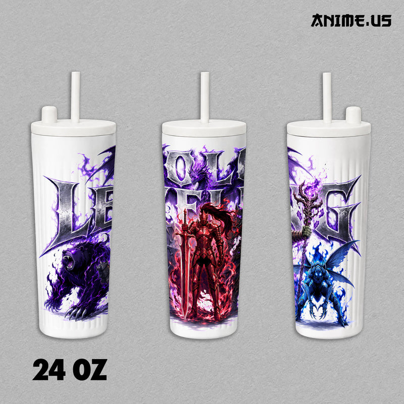 Solo Leveling Igris Beru Tank Kaisel Iron Tusk Shadow Army Anime Insulated Tumbler 17oz 24oz 30oz Stainless Steel Double Wall Vacuum Travel Mug Hot Cold Coffee Cup Gift for Fans
