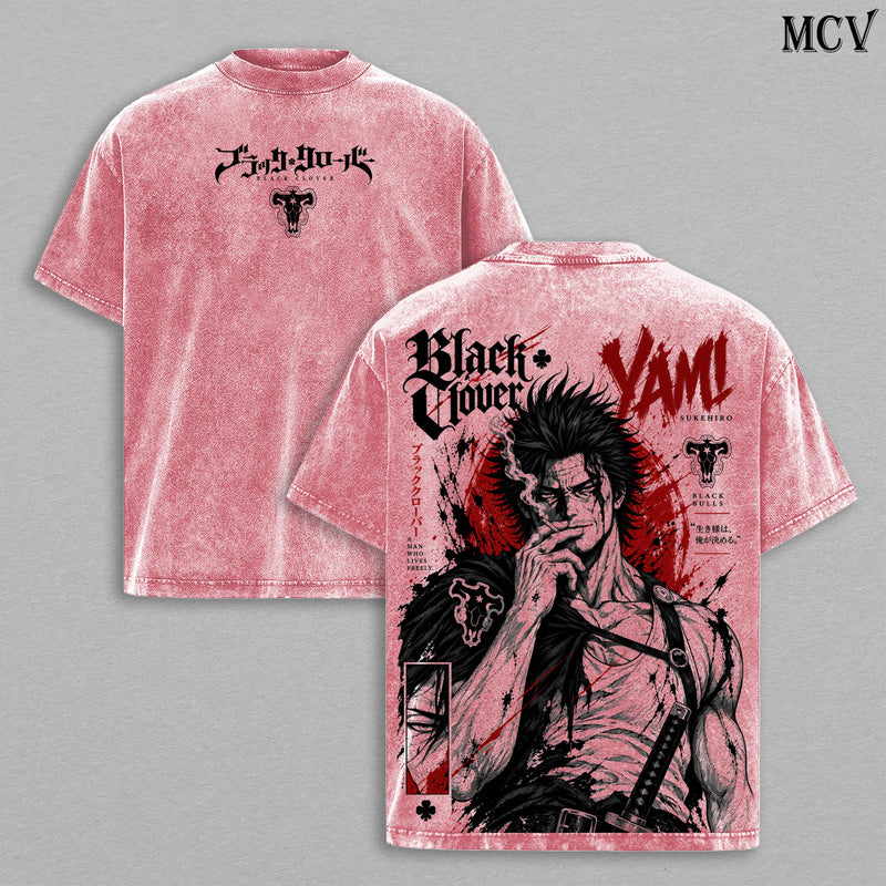 Yami Sukehiro Black Clover Season 2 Tee – Yami Vintage Washed T-Shirt | Black Bulls Captain | Dark Magic Swordsman | Spade Kingdom Raid | Dark Triad Arc | Black Clover 2026 Anime Manga Graphic Tee | Heavy Cotton Oversized Streetwear Top