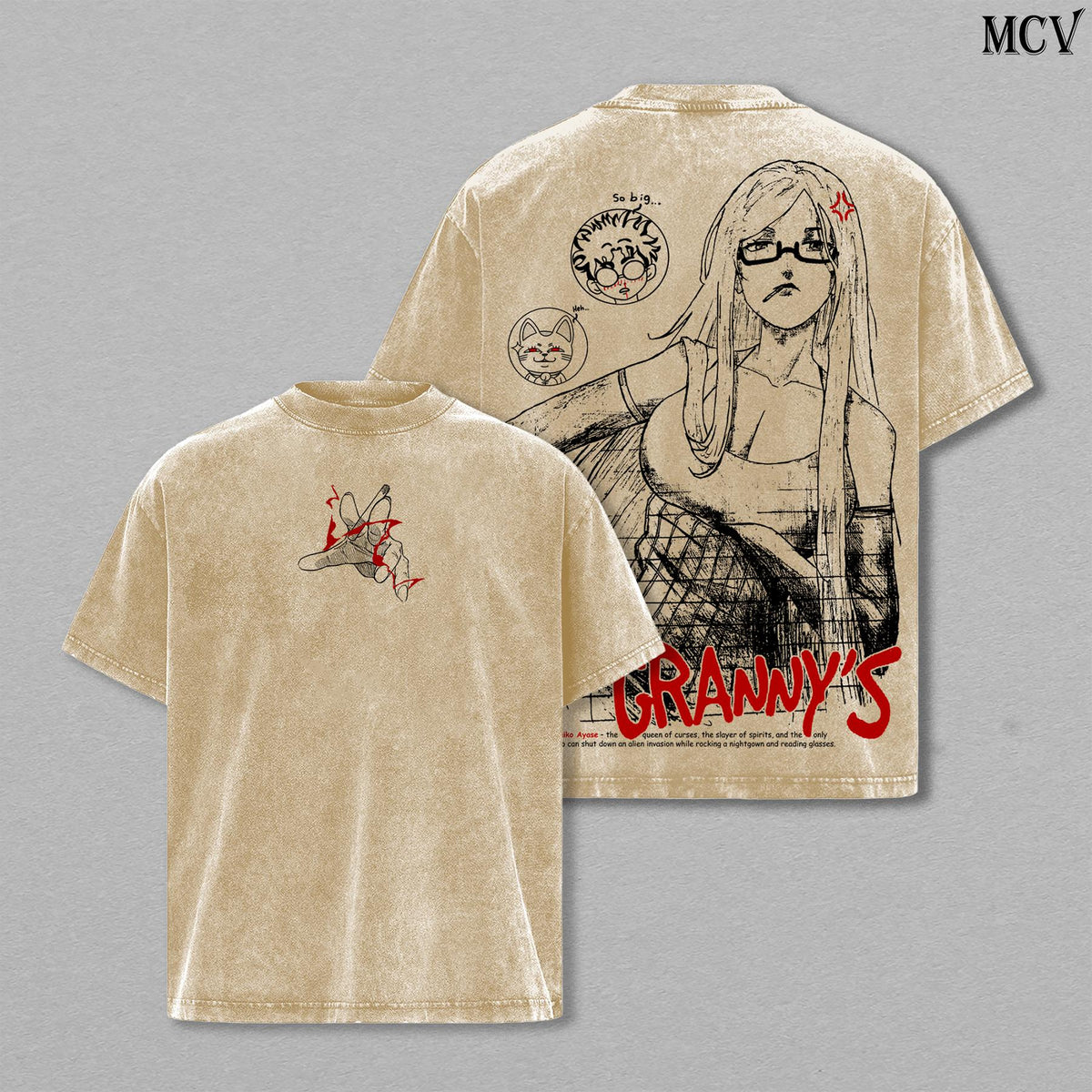Seiko Ayase Dandadan Washed T-Shirt – Vintage Anime Manga Tee Oversized Streetwear Unisex