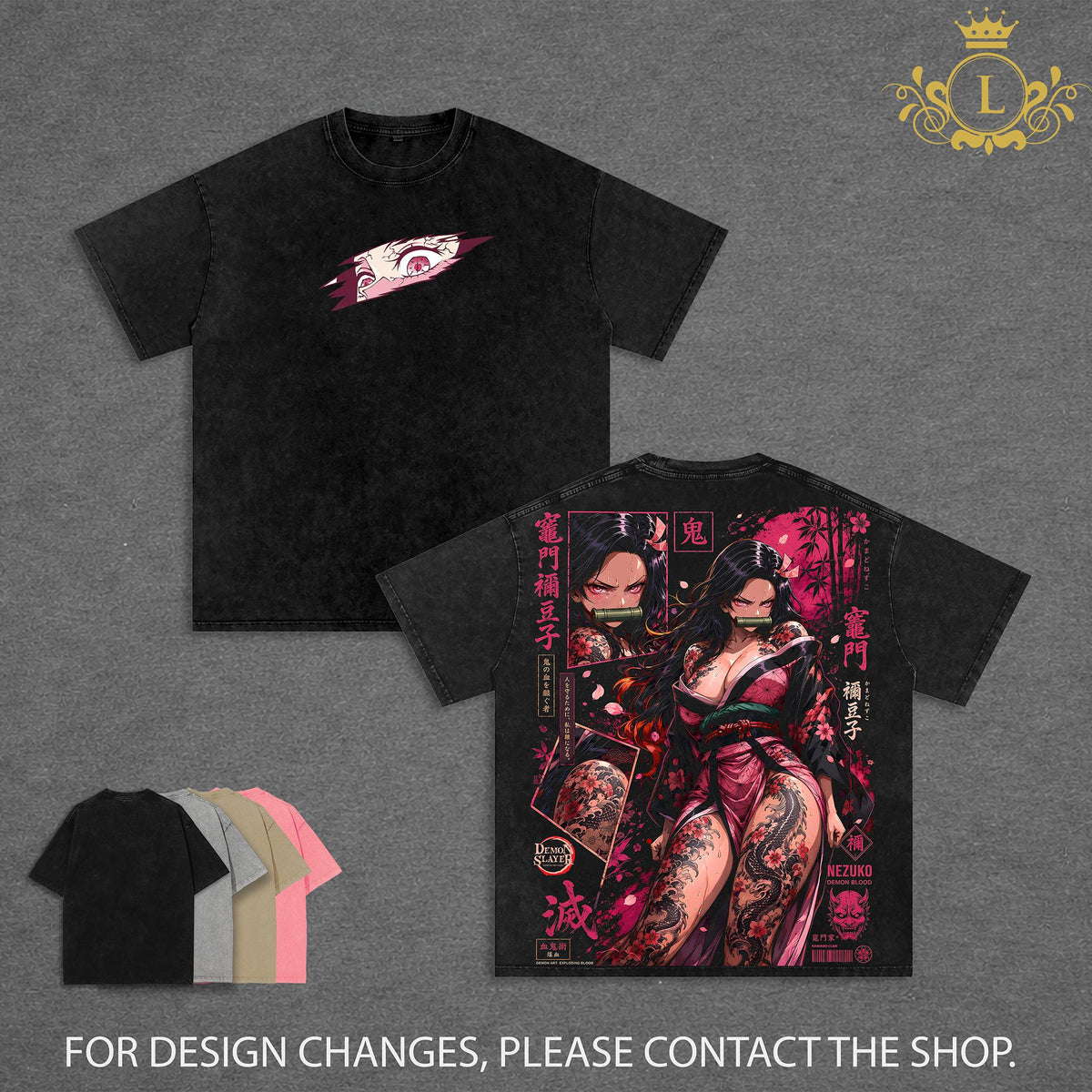 Limited Edition Nezuko Kamado Vintage Washed Graphic Tee Demon Slayer T-Shirt Kimetsu No Yaiba Shirt Blood Demon Art Heavy Cotton Unisex Streetwear Gift for Anime Lovers