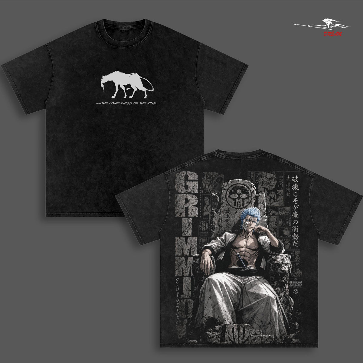 Espada Beach V1 Anime Double Printed Vintage Washed Tee Unisex Oversize Heavyweight Cotton T-shirt for Anime Fans and Lovers