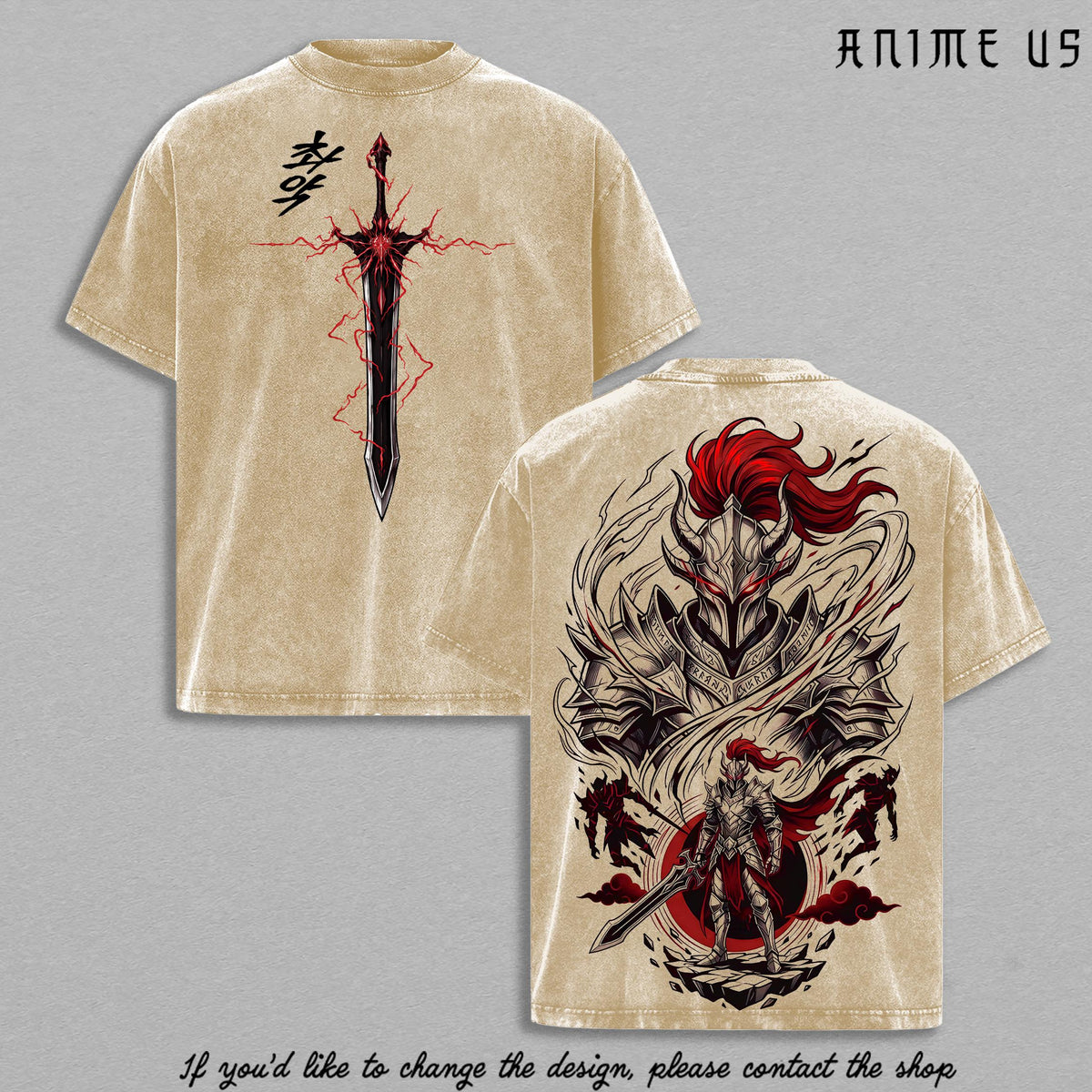Igris Solo Leveling ARISE Vintage Washed T-Shirt | Shadow Knight Commander Graphic Tee | Anime Streetwear Oversized Shirt
