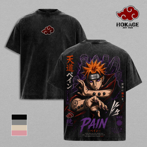 Pain Naruto T-Shirt, Akatsuki Members Graphic Tee, Back Print Vintage 90s Anime Shirt, Graphic Tees Men, Trendy Tshirts, Men's T Shirts, NRT Streetwear, Unisex Cotton Distressed Tee