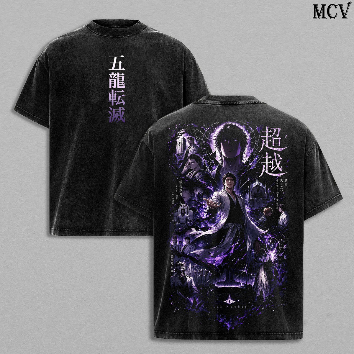 Sosuke Aizen Bleach Tee – Aizen Sosuke Vintage Washed T-Shirt | Kyoka Suigetsu | Complete Hypnosis Anime Manga Graphic Tee | Heavy Cotton Unisex Oversized Streetwear Top | Bleach: Thousand-Year Blood War – The Calamity