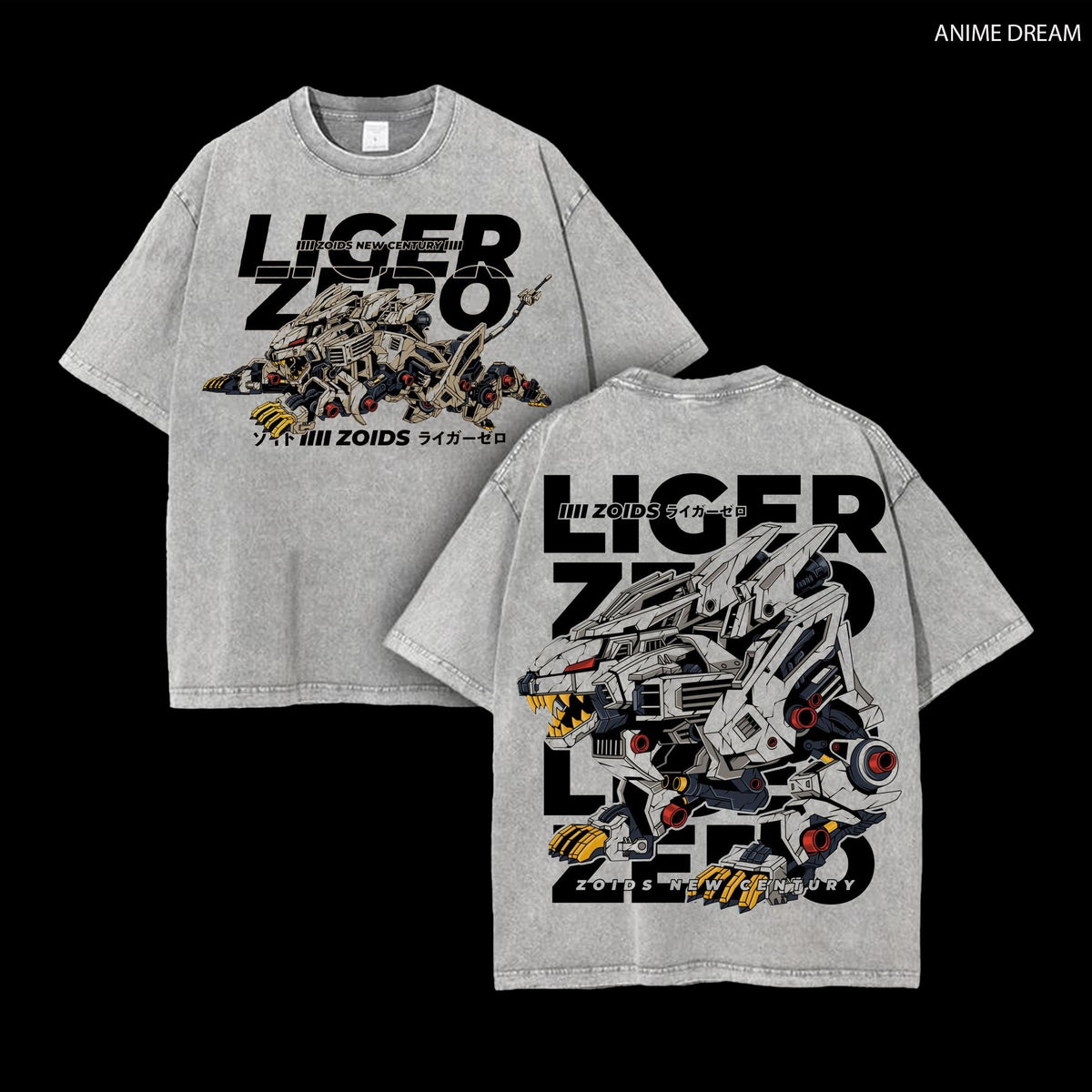 Zoids Liger Zero T-Shirt, Oversized Washed Vintage Anime Tee, Mecha Robot Graphic Shirt, Retro 90s Japanese Anime Streetwear