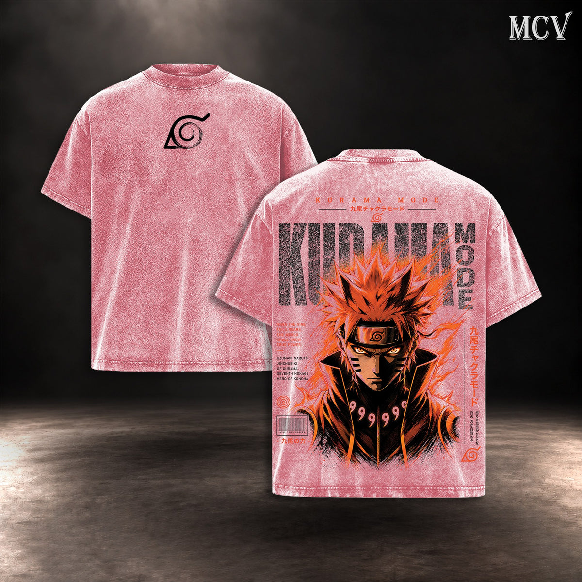 Naruto Kurama Mode Nine Tails T-shirt - Pink