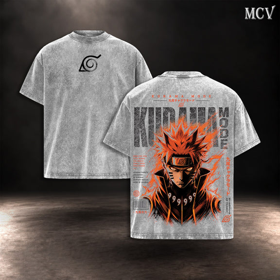 Naruto Kurama Mode Nine Tails T-shirt - Gray