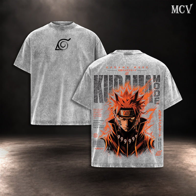 Naruto Kurama Mode Nine Tails T-shirt - Gray