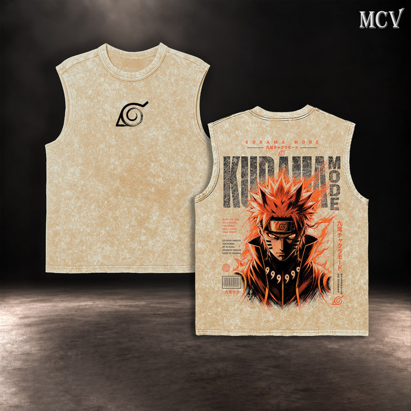 Naruto Kurama Mode Nine Tails Tanktop - Apricot