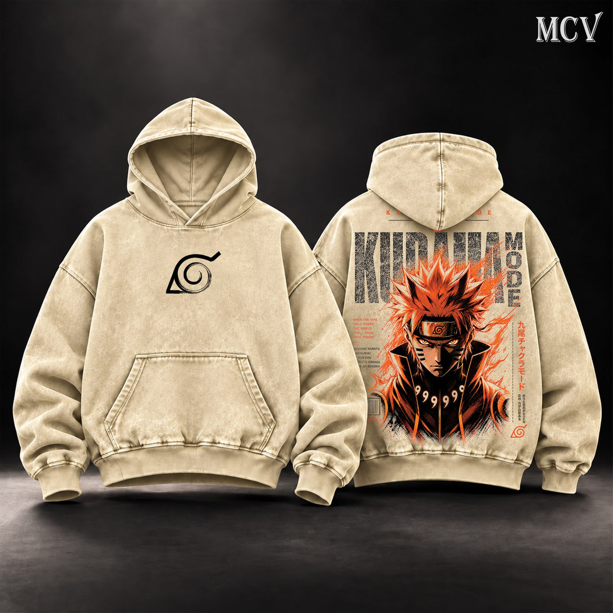 Naruto Kurama Mode Nine Tails Hoodie - Apricot