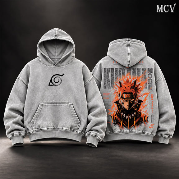 Naruto Kurama Mode Nine Tails Hoodie - Gray
