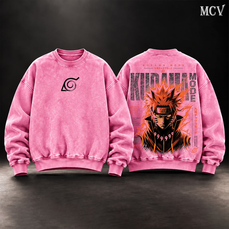 Naruto Kurama Mode Nine Tails Sweatshirt - Pink