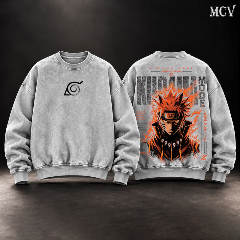 Naruto Kurama Mode Nine Tails Sweatshirt - Gray