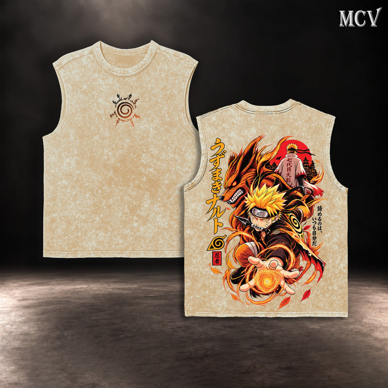 Naruto Uzumaki Kurama Rasengan Tanktop - Apricot
