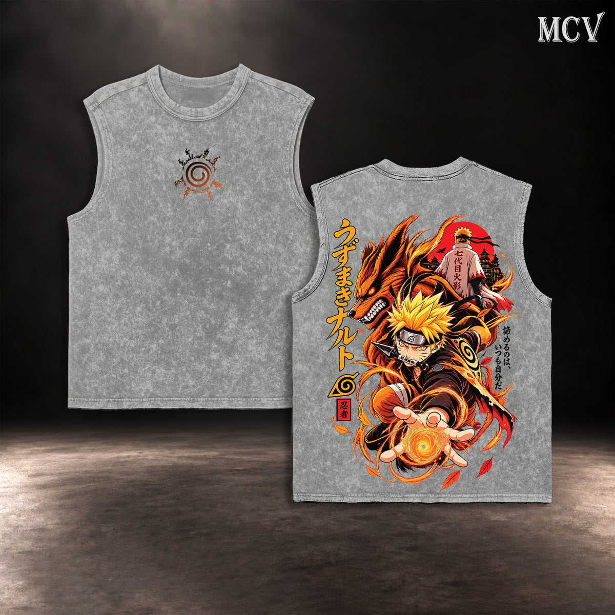 Naruto Uzumaki Kurama Rasengan Tanktop - Gray