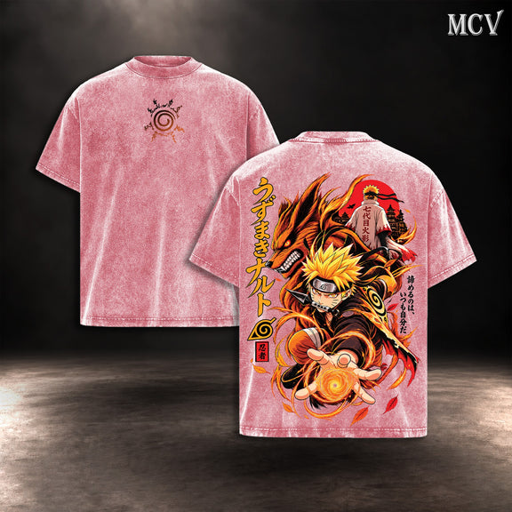 Naruto Uzumaki Kurama Rasengan T-shirt - Pink