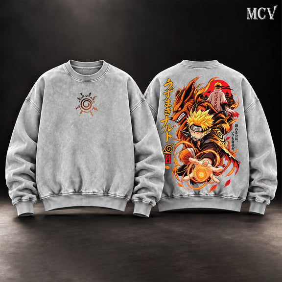 Naruto Uzumaki Kurama Rasengan Sweatshirt - Gray