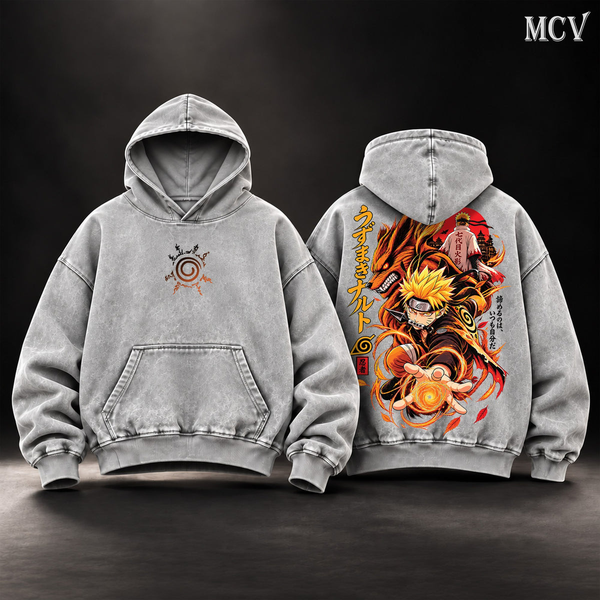 Naruto Uzumaki Kurama Rasengan Hoodie - Gray