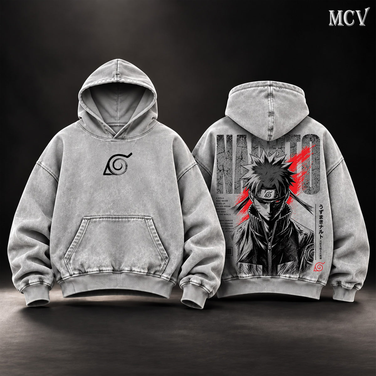 Naruto Uzumaki Will of Fire Hoodie - Gray