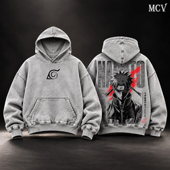 Naruto Uzumaki Will of Fire Hoodie - Gray