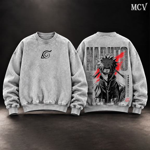 Naruto Uzumaki Will of Fire Sweatshirt - Gray