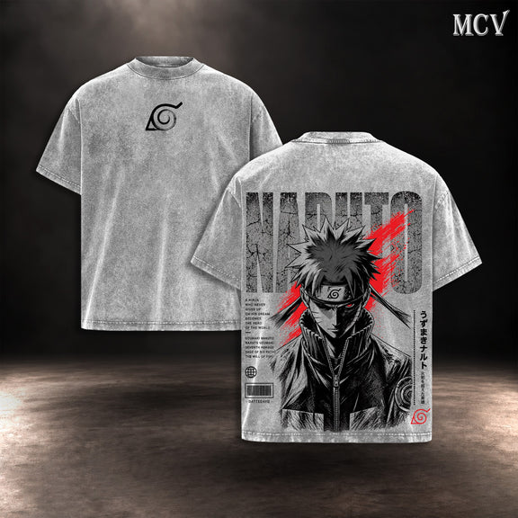 Naruto Uzumaki Will of Fire T-shirt - Gray