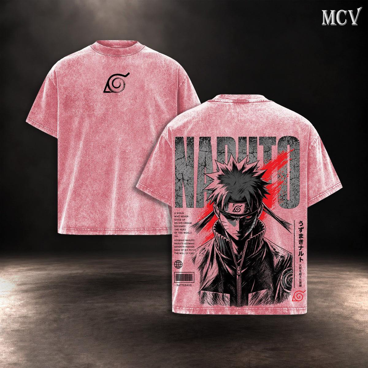 Naruto Uzumaki Will of Fire T-shirt - Pink