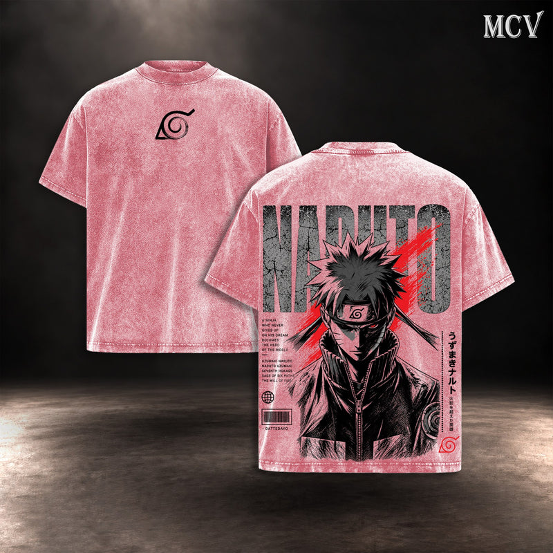 Naruto Uzumaki Will of Fire T-shirt - Pink