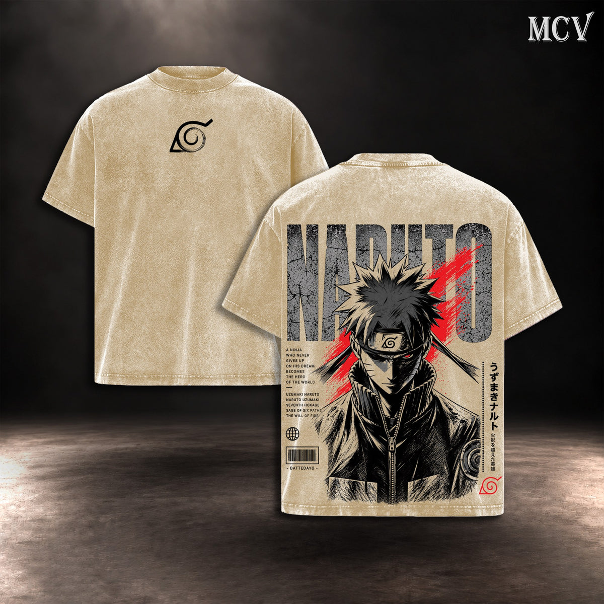 Naruto Uzumaki Will of Fire T-shirt - Apricot