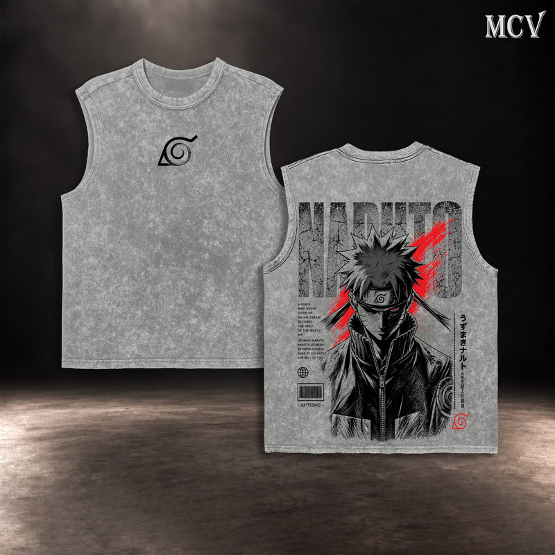 Naruto Uzumaki Will of Fire Tanktop - Gray