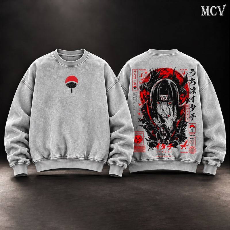 Itachi Uchiha Red Moon Sweatshirt - Gray