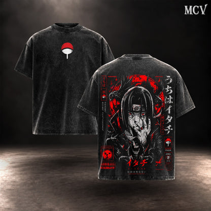 Itachi Uchiha Red Moon T-shirt - Black