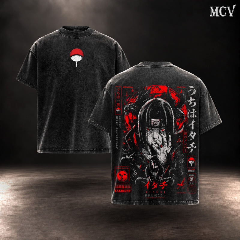 Itachi Uchiha Red Moon T-shirt - Black
