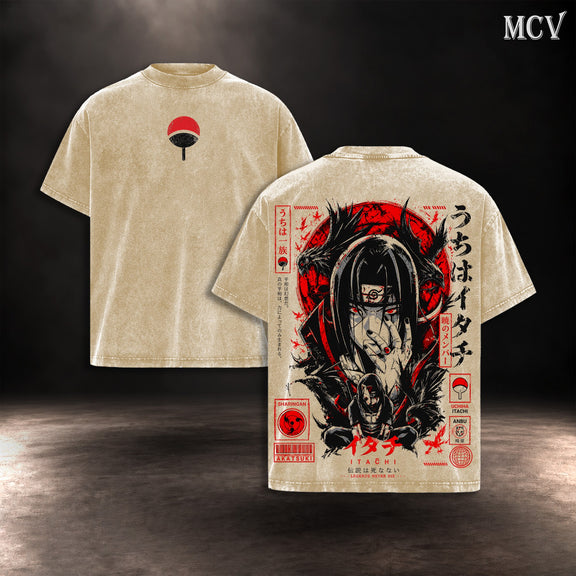 Itachi Uchiha Red Moon T-shirt - Apricot