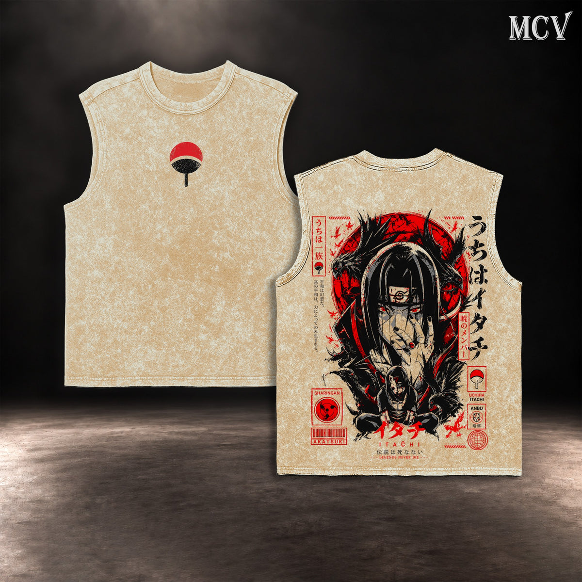 Itachi Uchiha Red Moon Tanktop - Apricot
