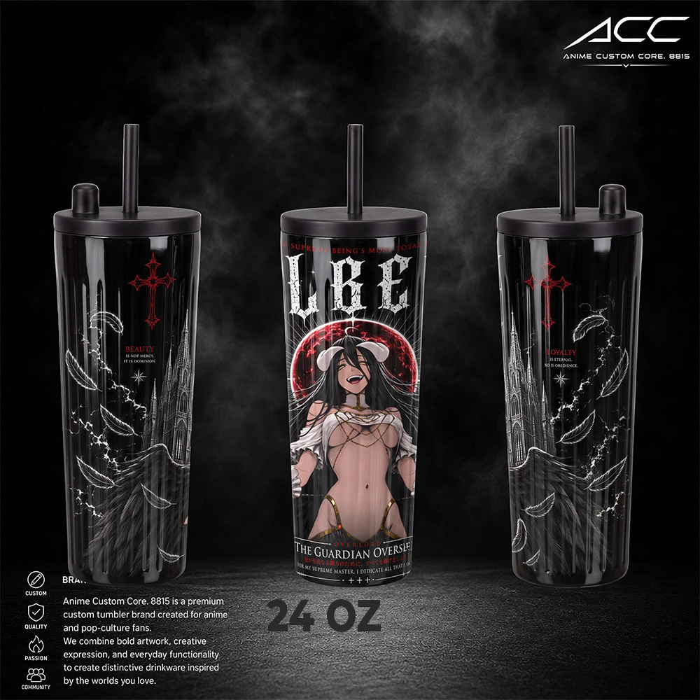 Albedo Overlord Tumbler 17oz 24oz 30oz, Overlord Anime Stainless Steel Insulated Tumbler, Albedo Anime Cup with Straw, Anime Travel Mug