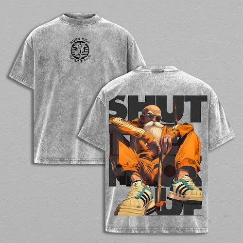 Master Roshi – DBZ Oversize Anime Graphic Tee, Acid Washed Heavy Cotton Shirt, Vintage Manga Streetwear, Unisex Casual Wear, Anime Merch, Gift for Anime Fans