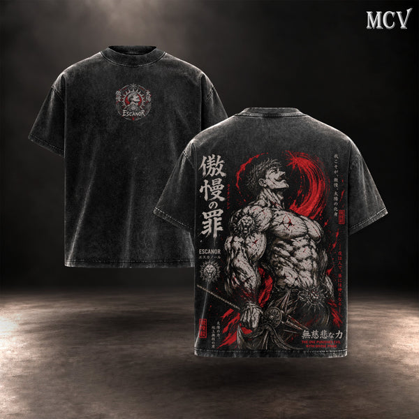Escanor The Seven Deadly Sins Lion Sin of Pride | Vintage Washed Tank Top, T-Shirt, Hoodie & Sweatshirt | Heavyweight Cotton Acid Wash Oversized Fit | Unisex Oversized