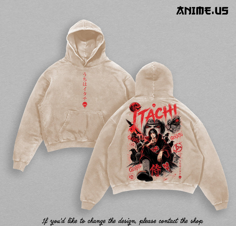 Itachi Uchiha washed hoodie - Apricot
