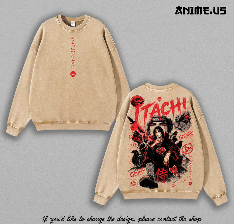 Itachi Uchiha washed sweatshirt - Apricot