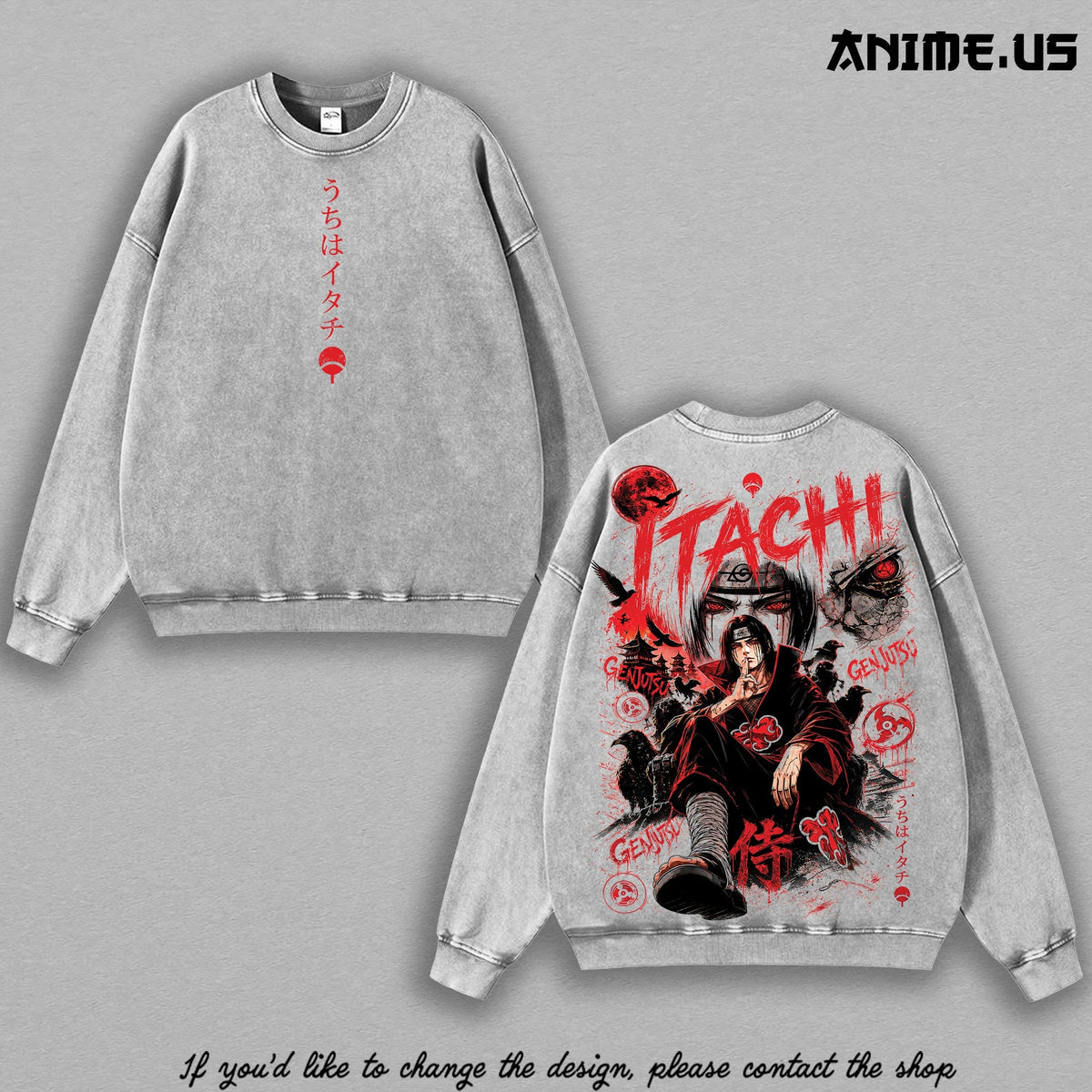 Itachi Uchiha washed sweatshirt - Gray