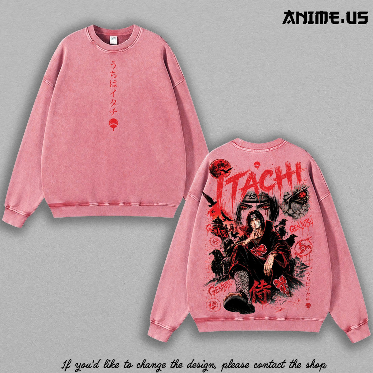 Itachi Uchiha washed sweatshirt - Pink