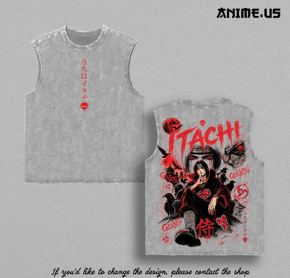 Itachi Uchiha washed tank top - Gray