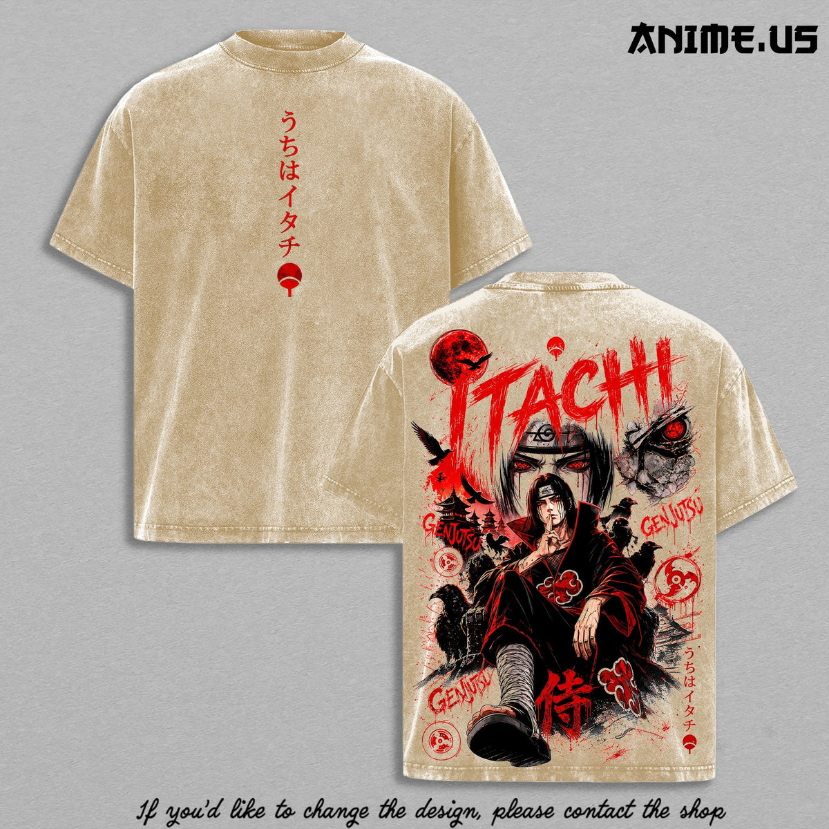 Itachi Uchiha vintage washed T-shirt - Apricot