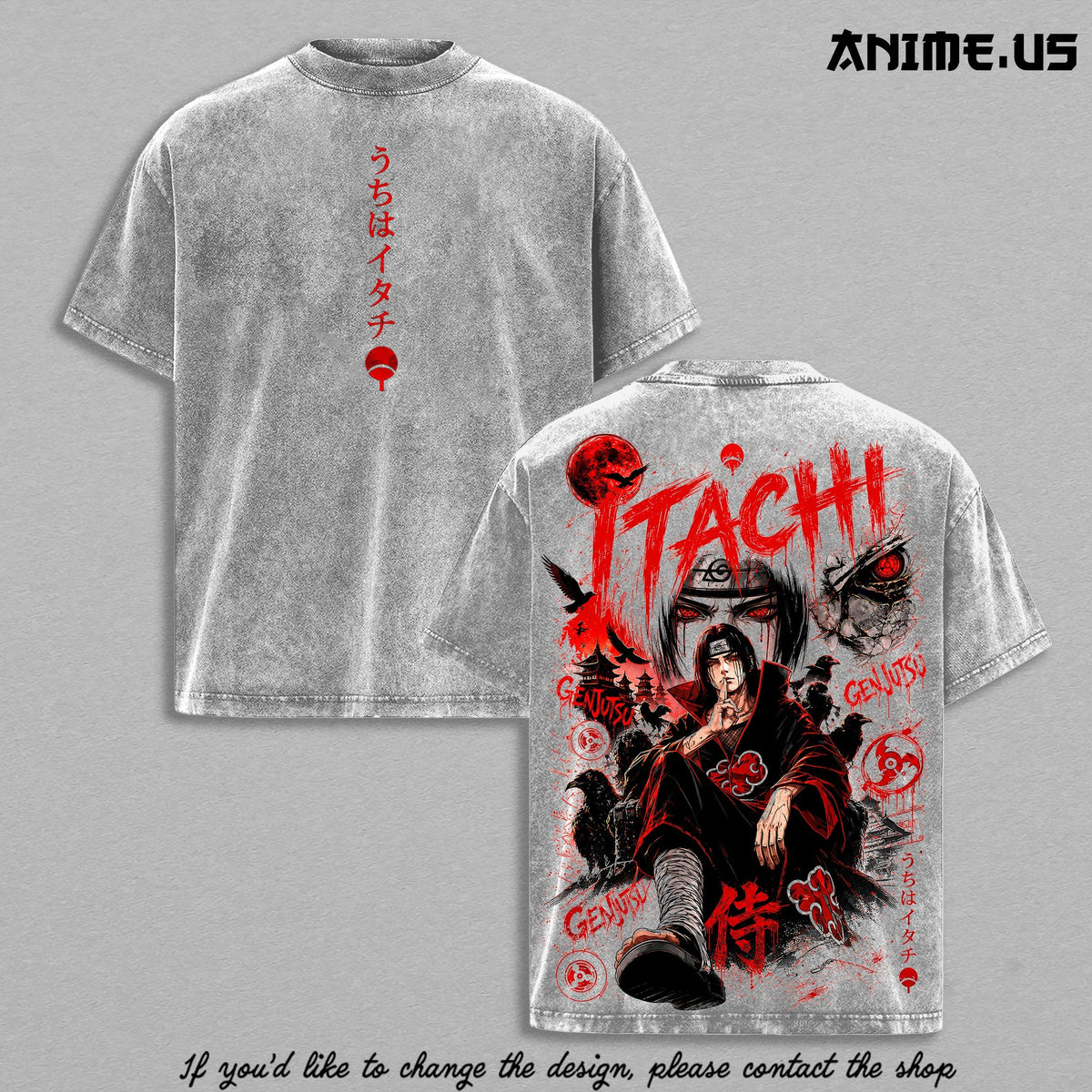 Itachi Uchiha vintage washed T-shirt - Gray