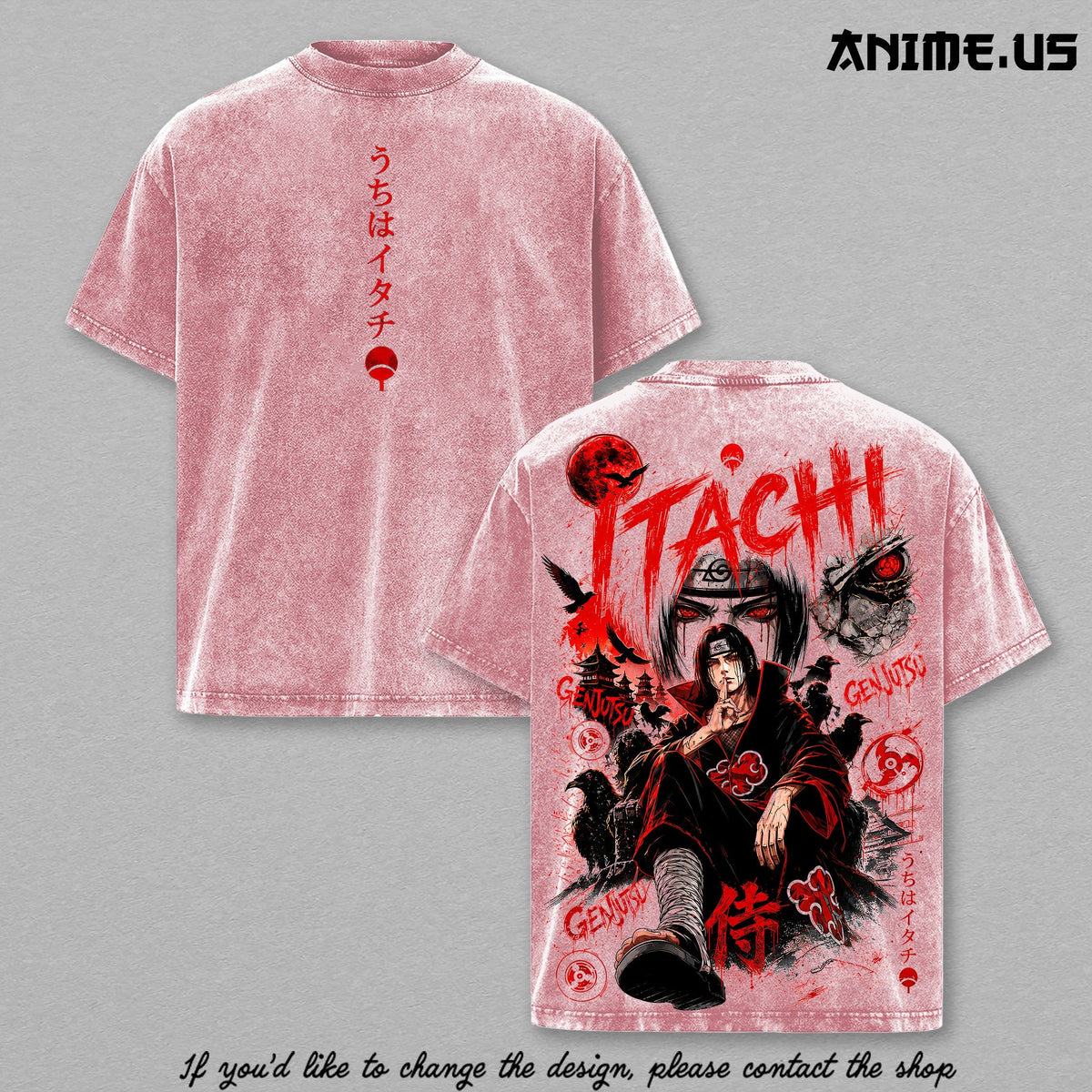 Itachi Uchiha vintage washed T-shirt - Pink