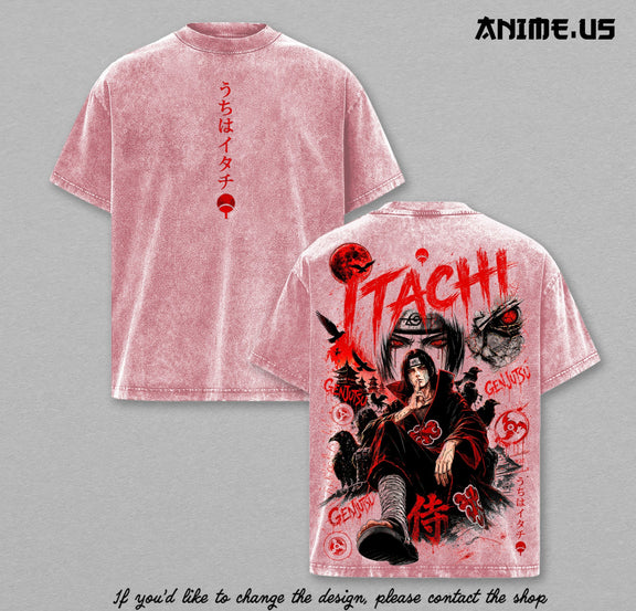 Itachi Uchiha vintage washed T-shirt - Pink