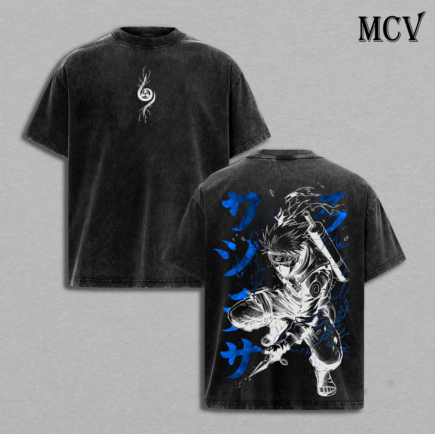 Kakashi Hatake - Naruto Anime Double Printed Vintage Washed Tee