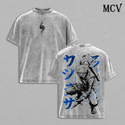 Kakashi Hatake - Naruto Anime Double Printed Vintage Washed Tee